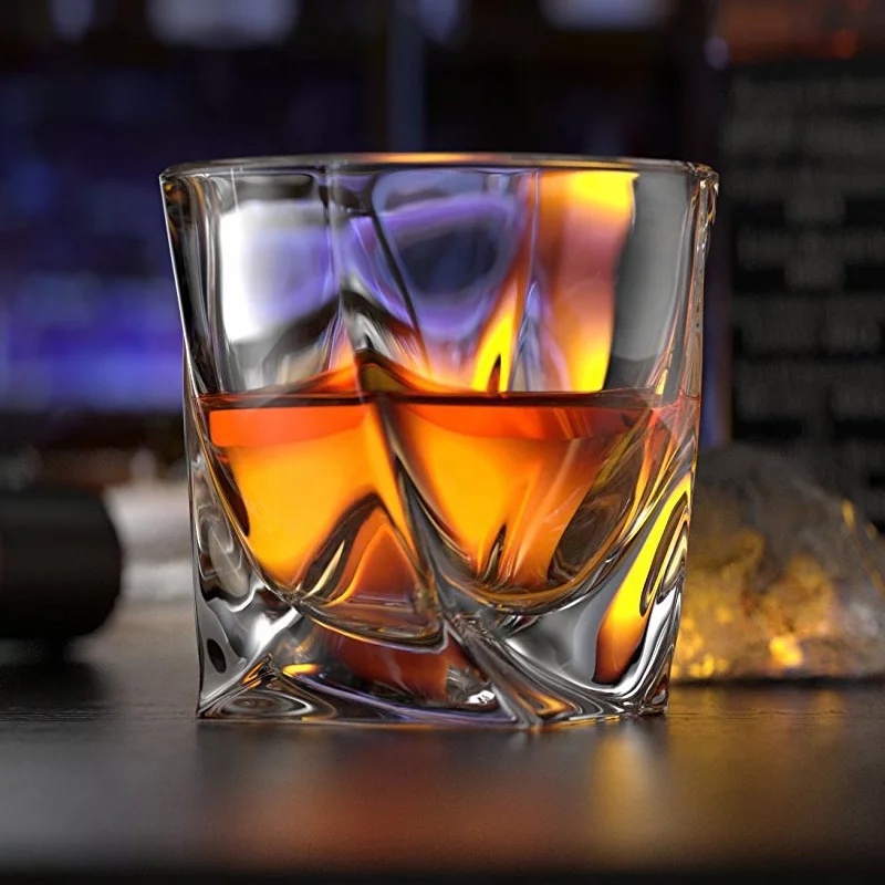 Ecofriendly crystal twisted whiskey glasses