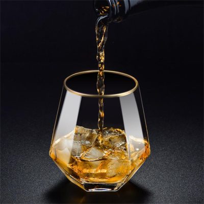 Gold rim diamond shaped whiskey glasses (2)