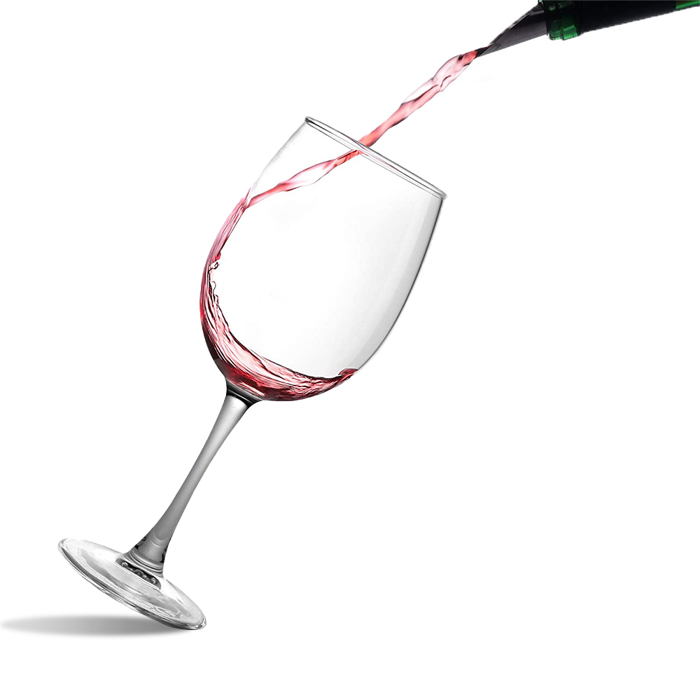 Long stem clear red wine glass
