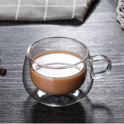 OEM custom logo double wall glass mug (3)