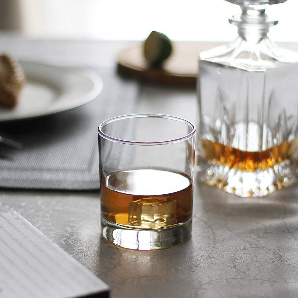 Thick weighted bottom rocks crystal whiskey glasses
