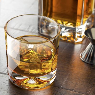 Thick weighted bottom rocks crystal whiskey glasses (6)