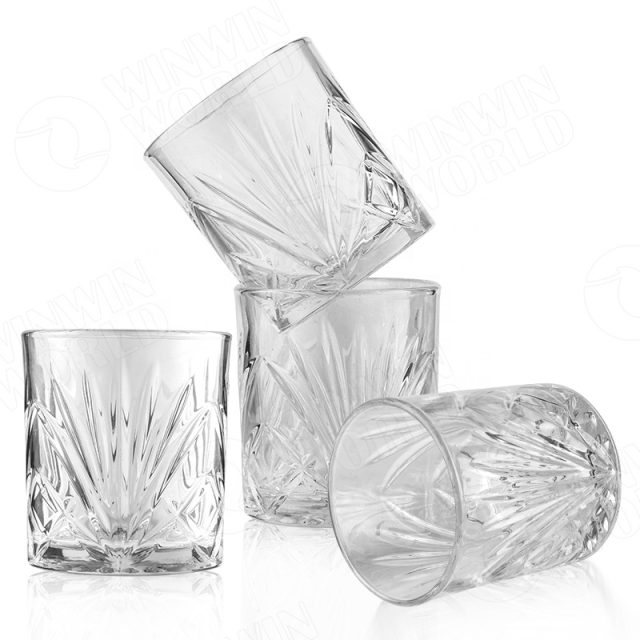 Transparent crystal 10oz whiskey glasses (2)